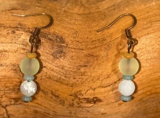 Antique Metal Beaded Earrings Amazonite