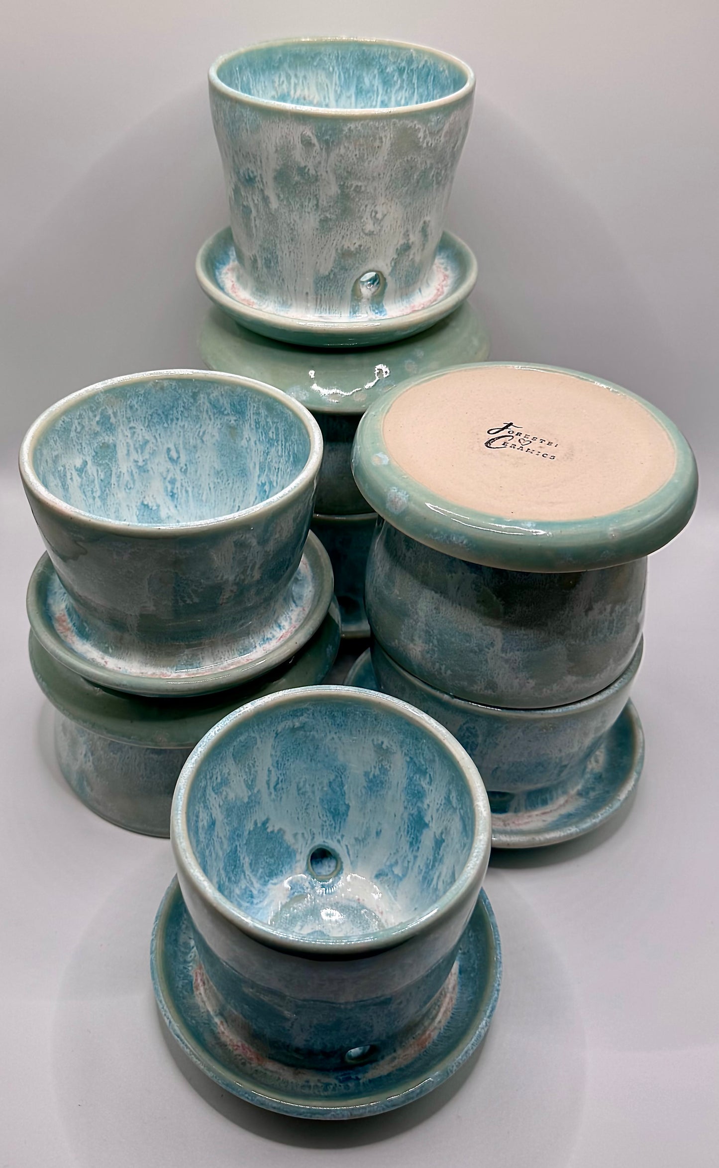 Coastal Charm Planter (tray attached to planter with drainage holes)